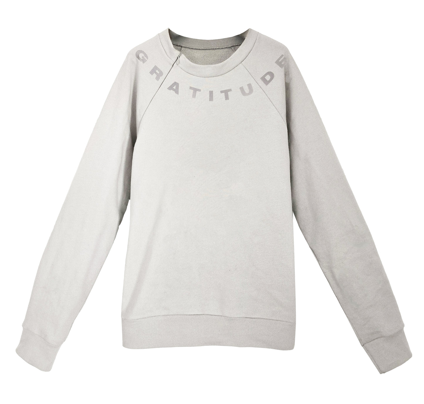 '360 GRATITUDE' Organic Cotton Sweatshirt with optional concealed zipper for port access