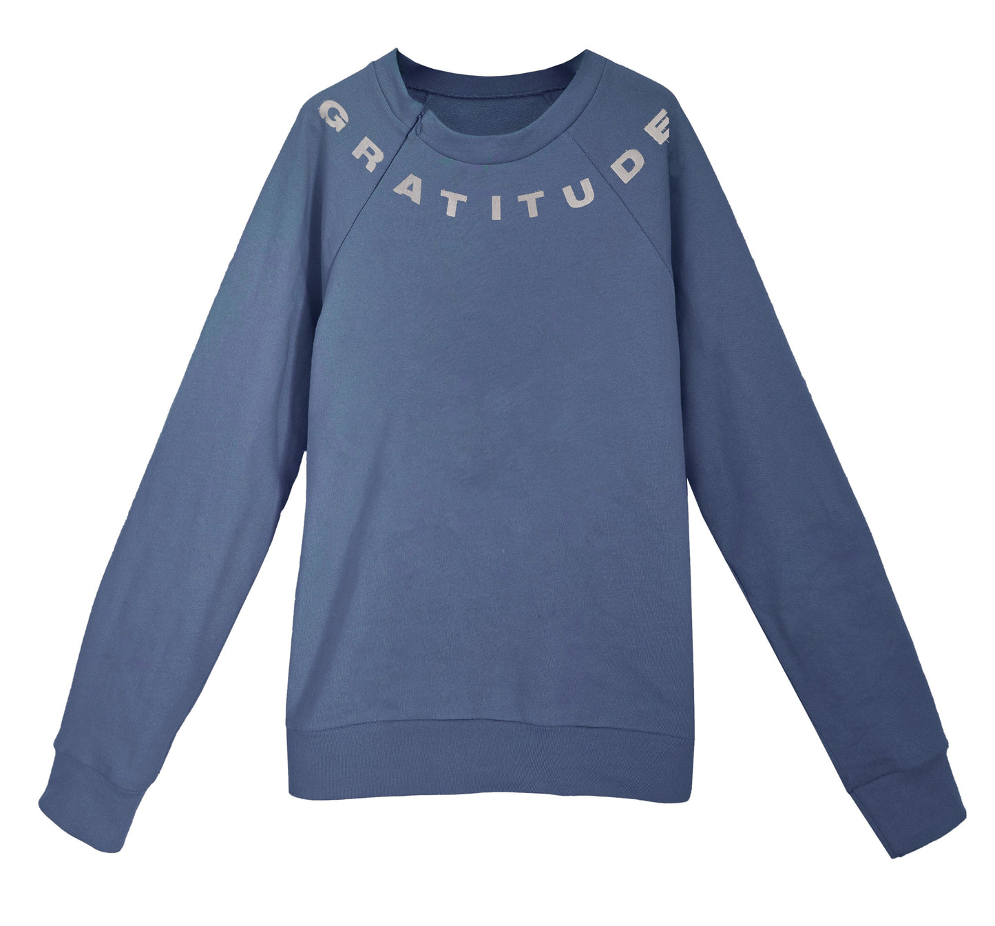 '360 GRATITUDE' Organic Cotton Sweatshirt with optional concealed zipper for port access