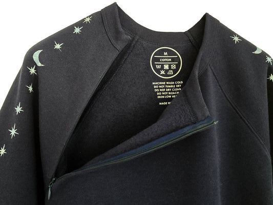 'MAGIC' Sponge Fleece Sweatshirt with optional concealed zipper for port access