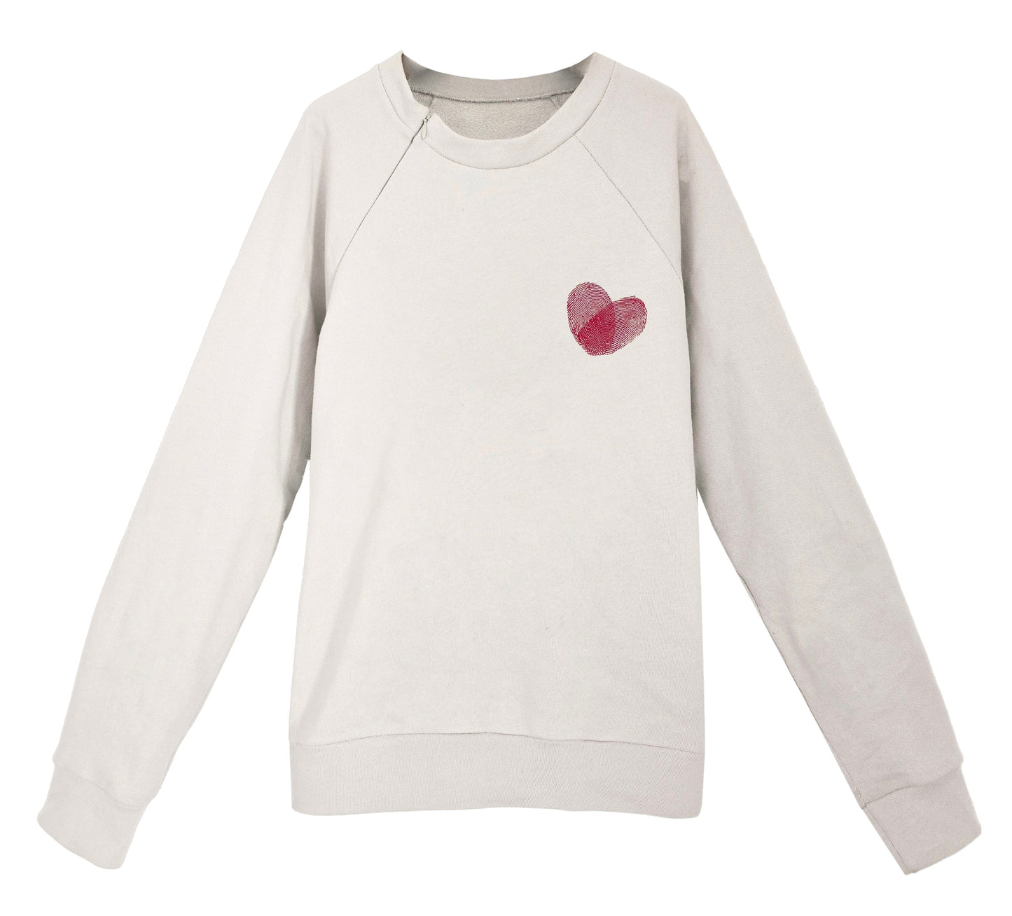 'HEART' Organic Cotton Sweatshirt with optional concealed zipper