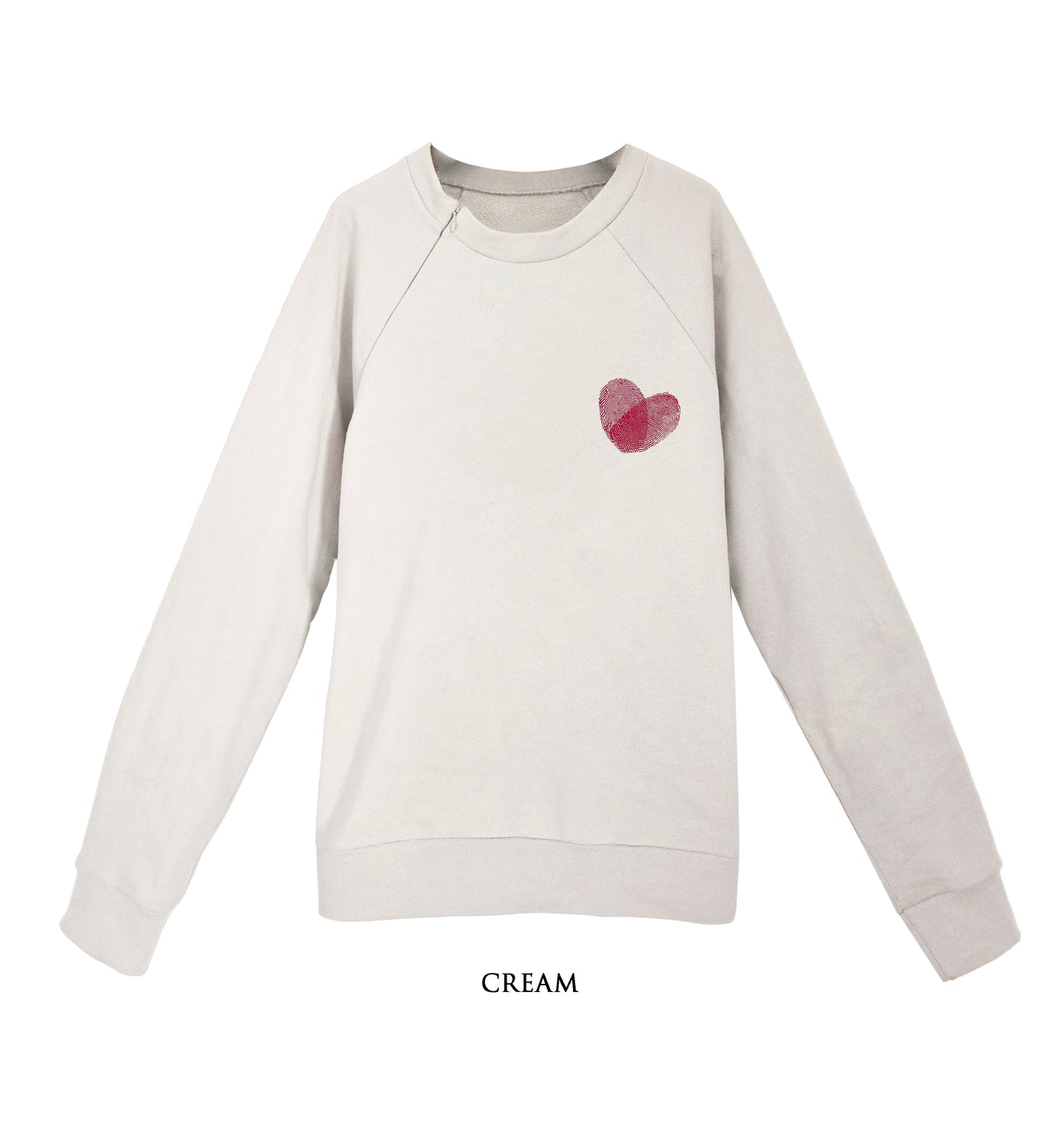 'HEART' Organic Cotton Sweatshirt with optional concealed zipper