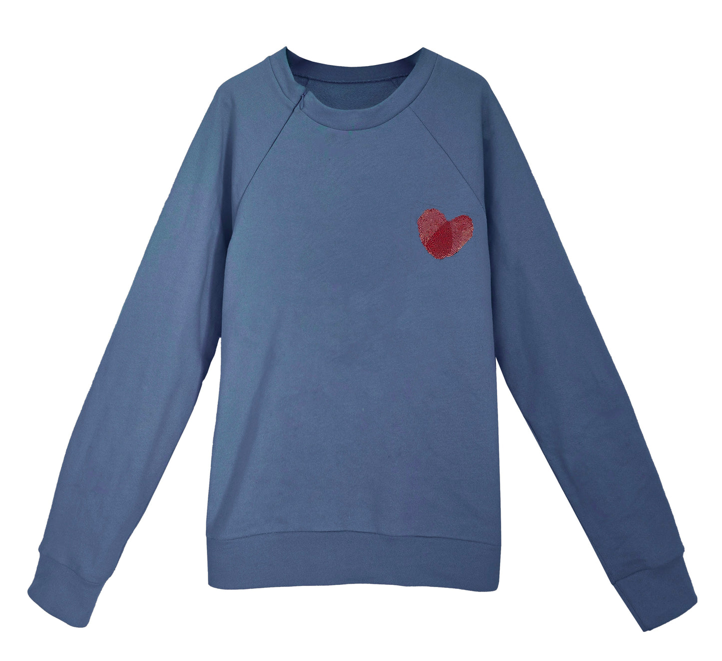 'HEART' Organic Cotton Sweatshirt with optional concealed zipper