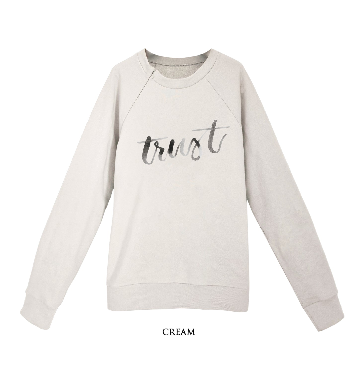 'TRUST' Organic Cotton Sweatshirt with optional concealed zipper