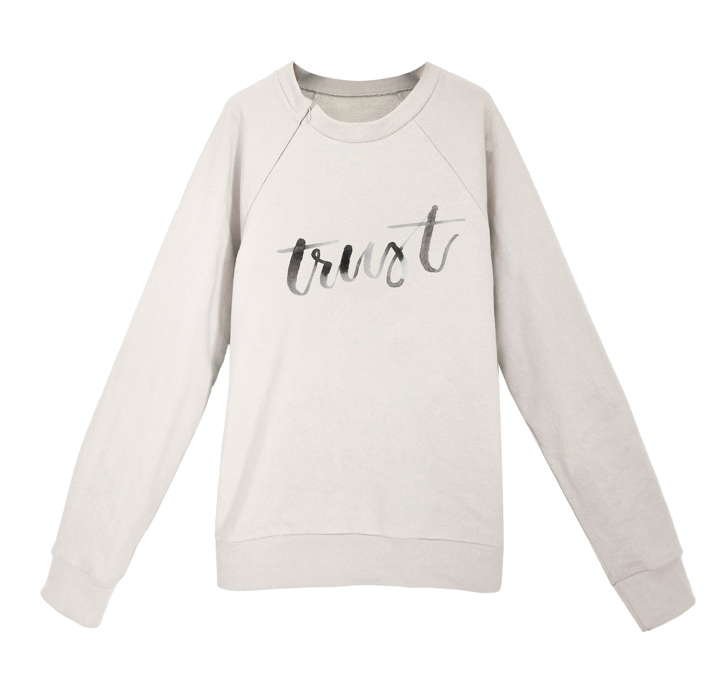 'TRUST' Organic Cotton Sweatshirt with optional concealed zipper