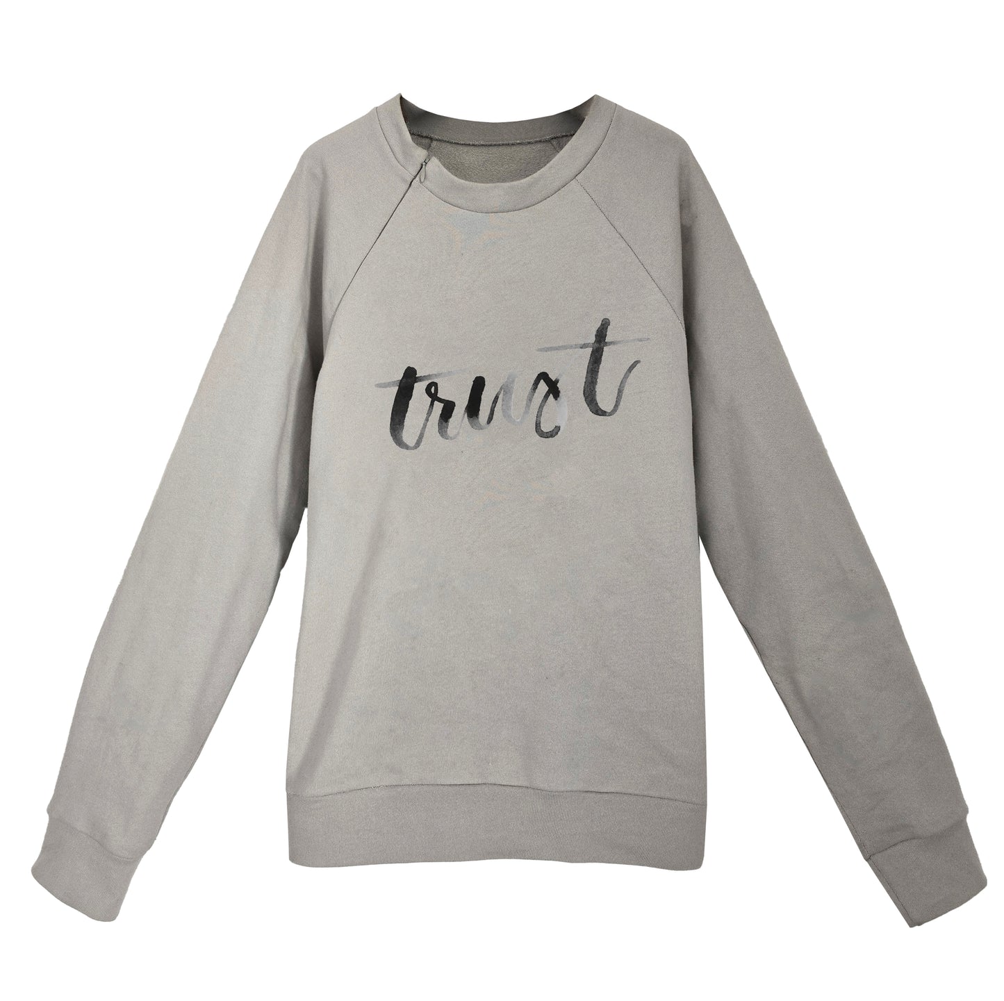 'TRUST' Organic Cotton Sweatshirt with optional concealed zipper