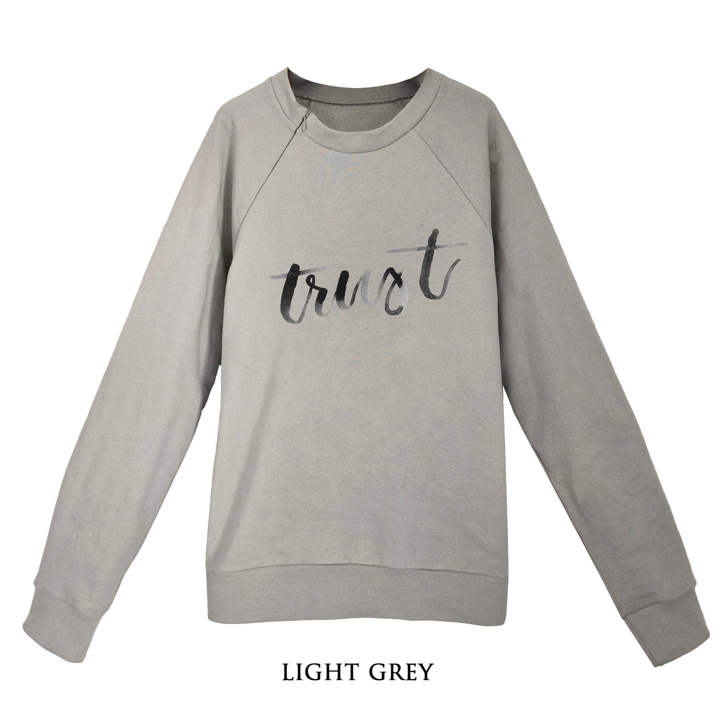 'TRUST' Organic Cotton Sweatshirt with optional concealed zipper