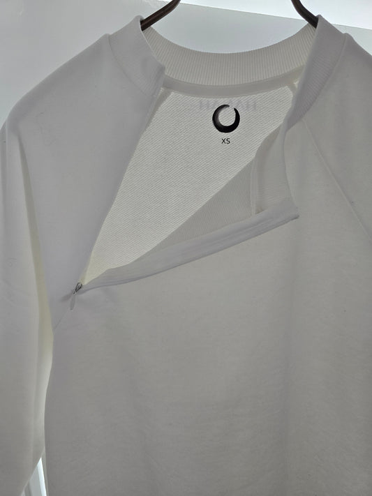 Unisex Organic Cotton Sweatshirt with concealed zipper for chemo port access