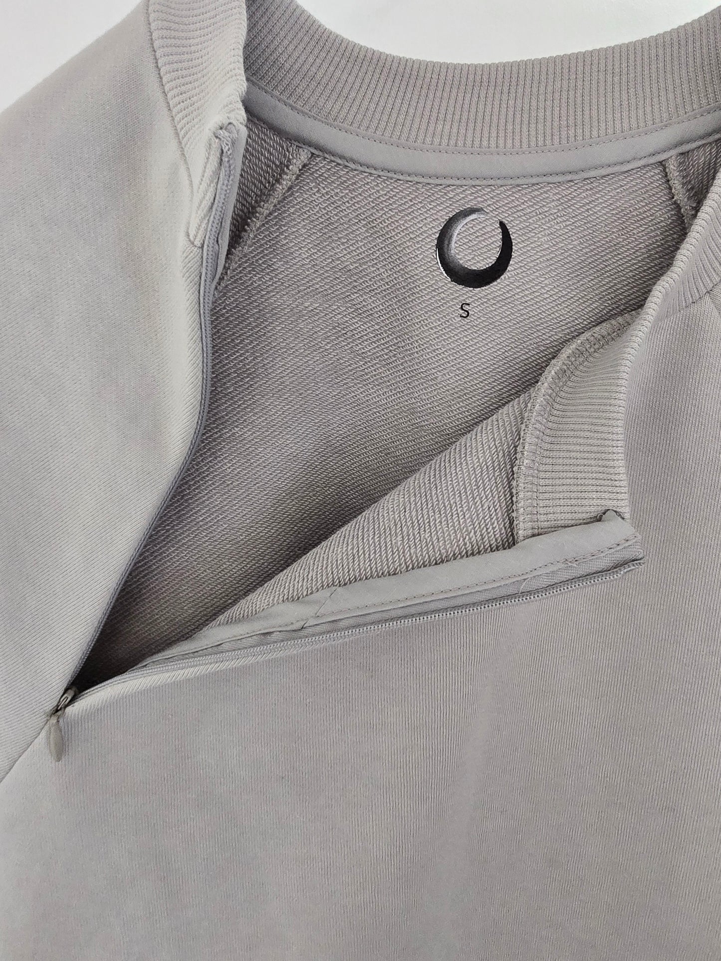 'Moon Phases' Organic Cotton Sweatshirt with concealed zipper for chemo port access