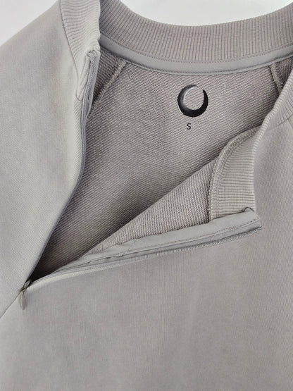 'Moon Phases' Organic Cotton Sweatshirt with concealed zipper for chemo port access