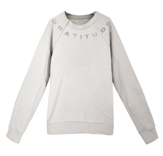 '360 GRATITUDE' Organic Cotton Sweatshirt with optional concealed zipper for port access