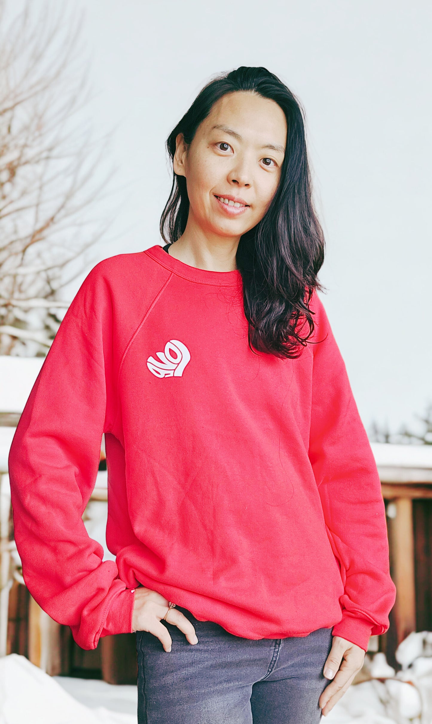 HOLIDAY EDITION 'HEART' Soft Fleece Sweatshirt with concealed zipper for Chemo Port access