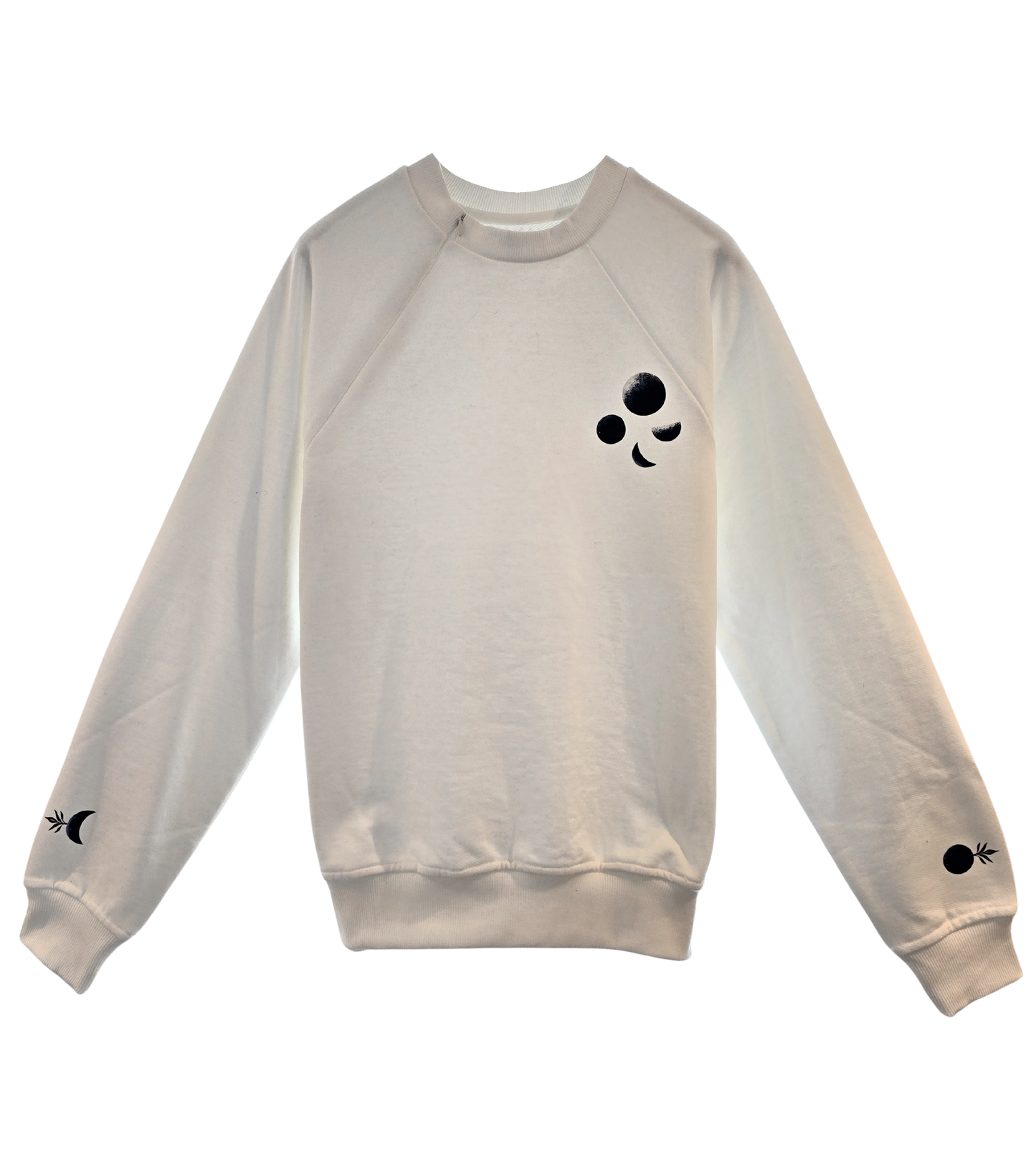 'Moon Phases' Organic Cotton Sweatshirt with concealed zipper for chemo port access