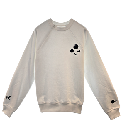'Moon Phases' Organic Cotton Sweatshirt with concealed zipper for chemo port access