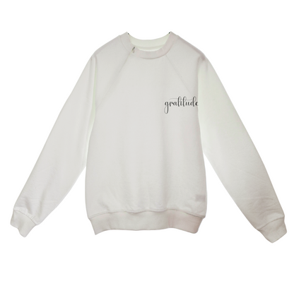 'Gratitude' Organic Cotton Sweatshirt with concealed zipper for chemo port access