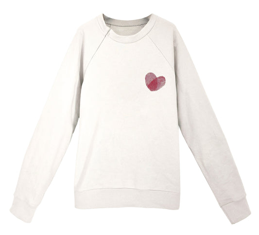 'HEART' Organic Cotton Sweatshirt with concealed zipper for port access