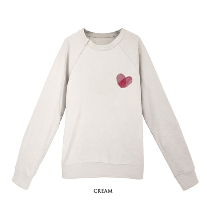 'HEART' Organic Cotton Sweatshirt with optional concealed zipper