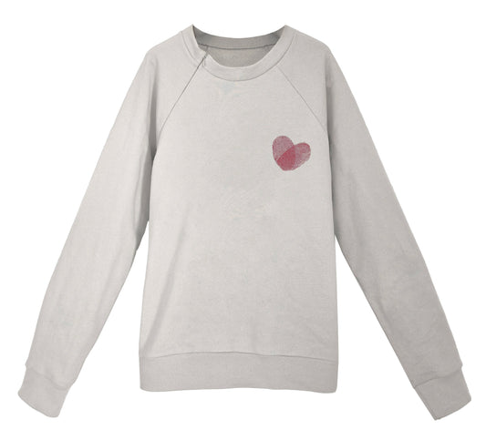 'HEART' Organic Cotton Sweatshirt with optional concealed zipper for port access