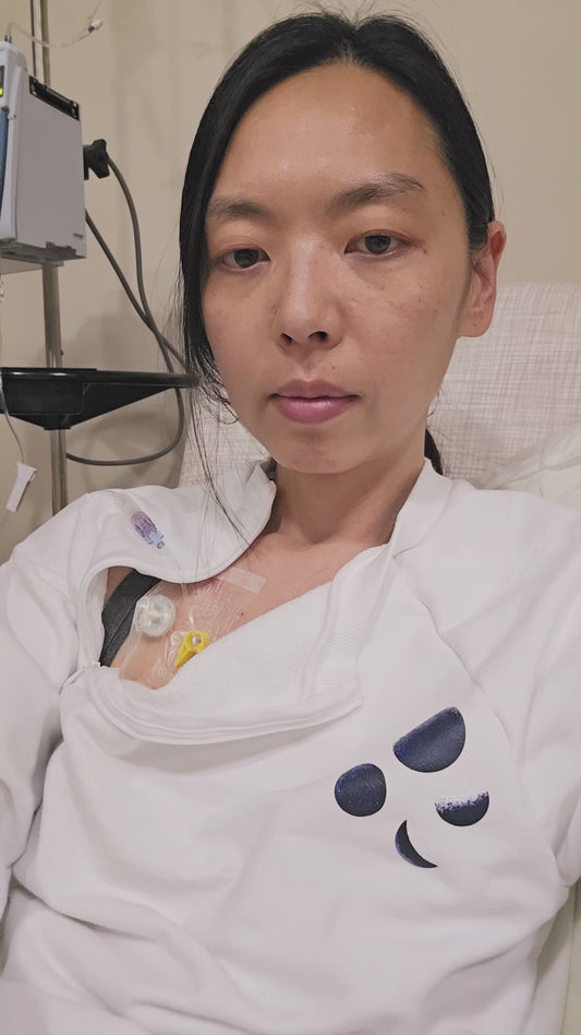 'Moon Phases' Organic Cotton Sweatshirt with concealed zipper for chemo port access