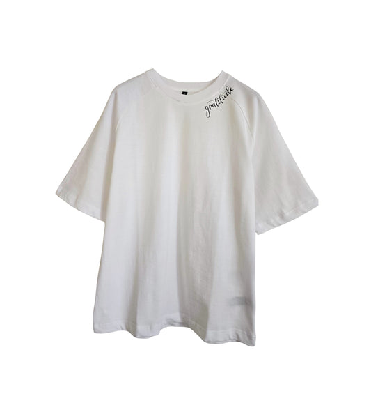 'Gratitude' Organic Cotton T-Shirt with concealed zipper for Chemo port access