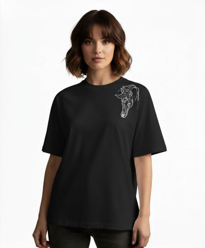 '2026 Horse' Organic Cotton T-Shirt with concealed zipper for Chemo port access