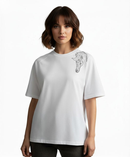 '2026 Horse' Organic Cotton T-Shirt with concealed zipper for Chemo port access