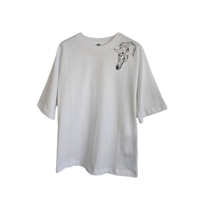 '2026 Horse' Organic Cotton T-Shirt with concealed zipper for Chemo port access
