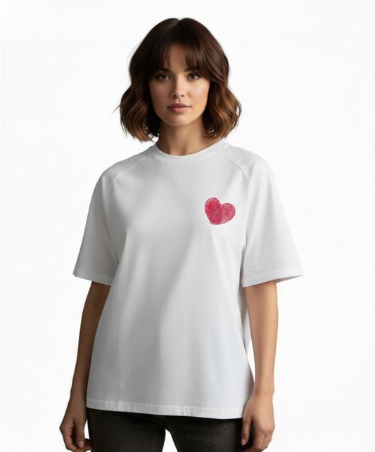 'Heart' Organic Cotton T-Shirt with concealed zipper for Chemo port access