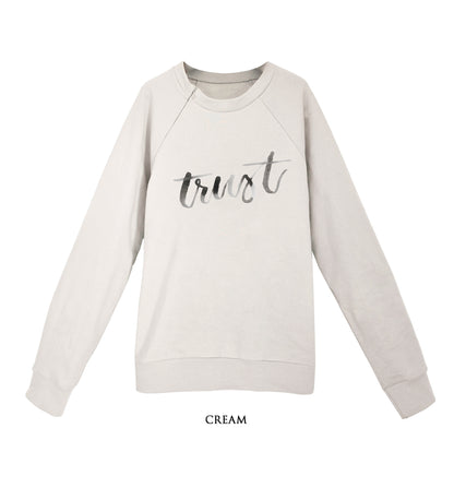 'TRUST' Organic Cotton Sweatshirt with optional concealed zipper