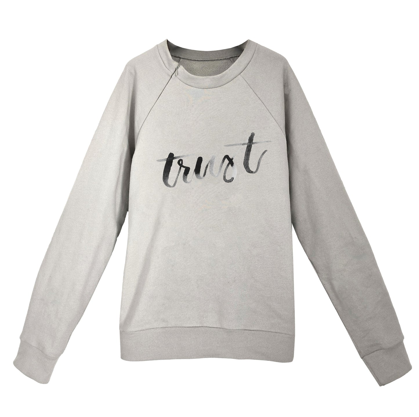 'TRUST' Organic Cotton Sweatshirt with optional concealed zipper
