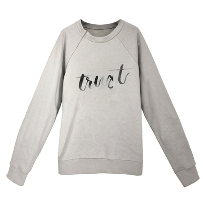 'TRUST' Organic Cotton Sweatshirt with optional concealed zipper